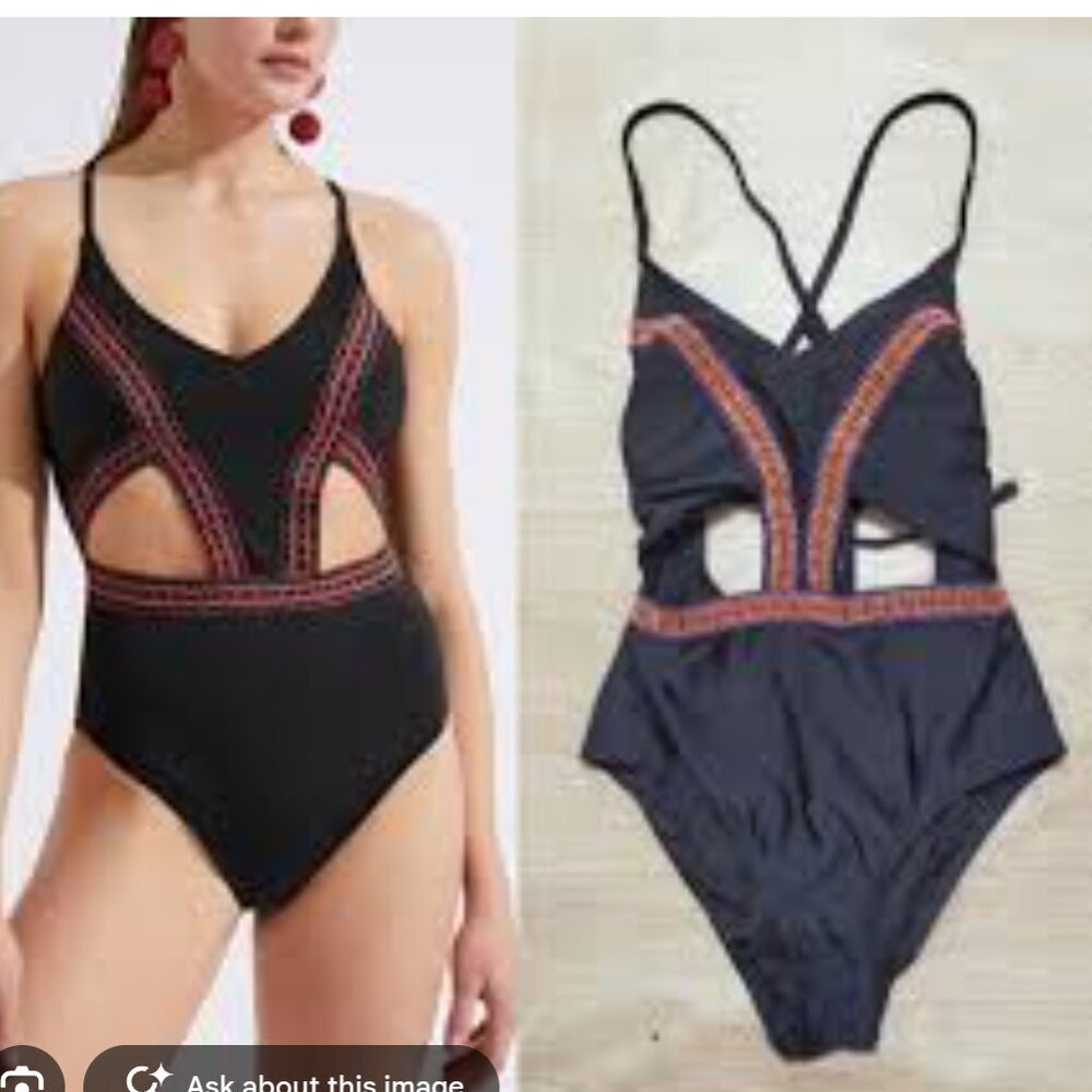 Xilaration embroidered cutout bathing suit size large
